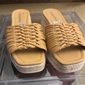 Chinese Laundry Tan Woven Espadrille Slides